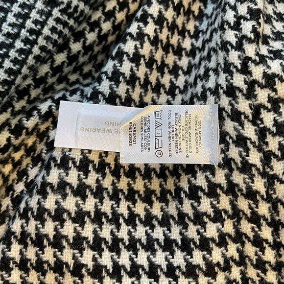 LOFT Womens Houndstooth Fringe Poncho Kimono Wrap Black & White XS NWT - Picture 10 of 10